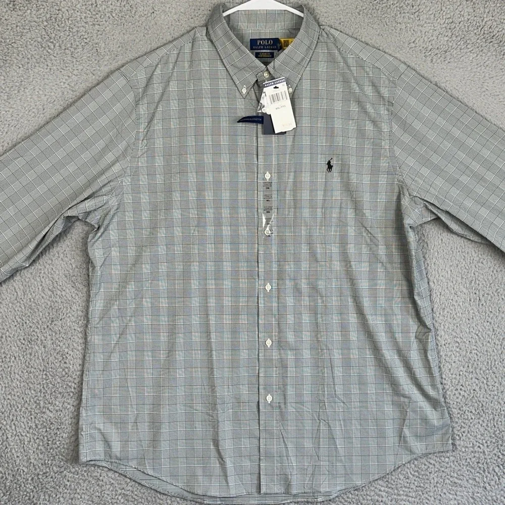 NEW Polo Ralph Lauren Shirt Mens 2XL Green Classic Performance Plaid Button Down